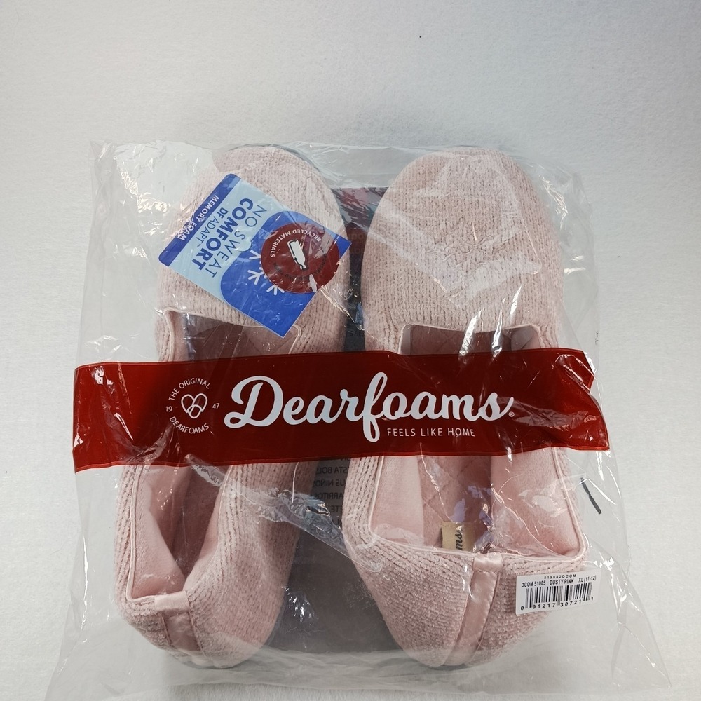 Dearfoams Rebecca Chenille Closed Back House Slipper Women's Size 11 Dusty Pink